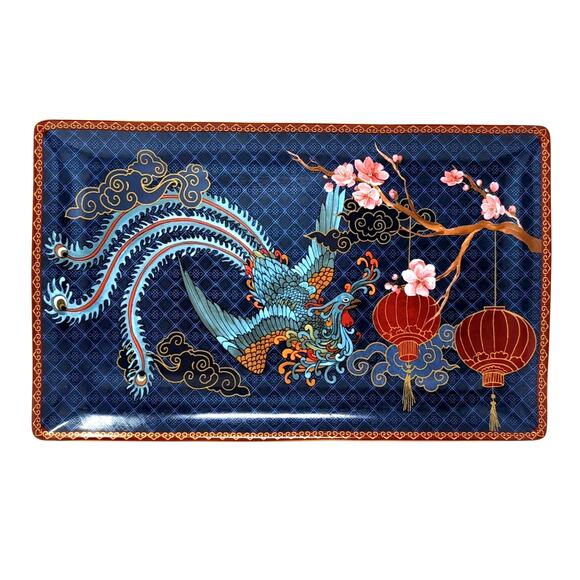 Williams Sonoma Lunar New Year Phoenix Serving Platter Blue Multicolor 2021 - Picture 1 of 9